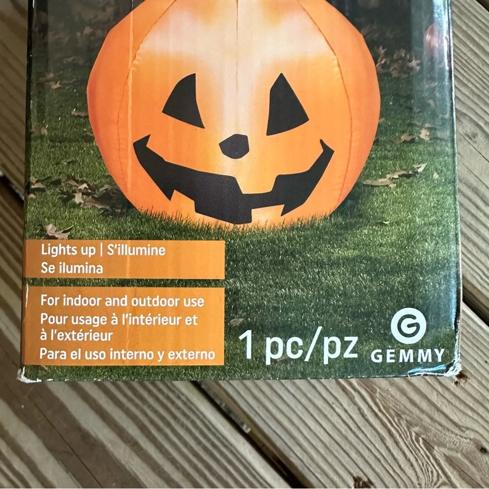 Gemmy Airblown Inflatable Pumpkin Duo Stack 3.5 Ft LED Halloween